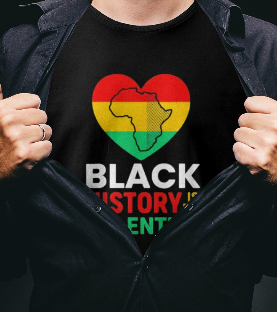 Black History Is My Valentine Heart Africa Map T-Shirt