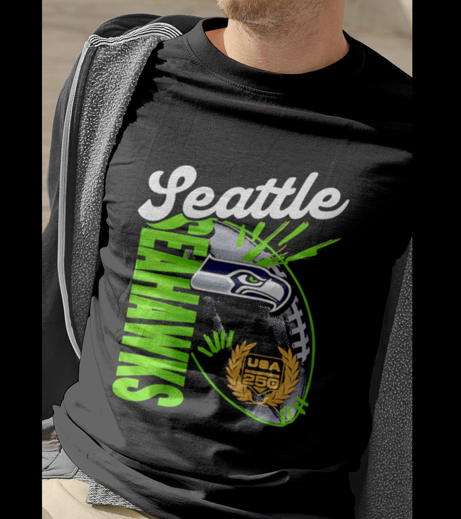 Seattle Seahawks USA 250 Gold Standard Football T-Shirt