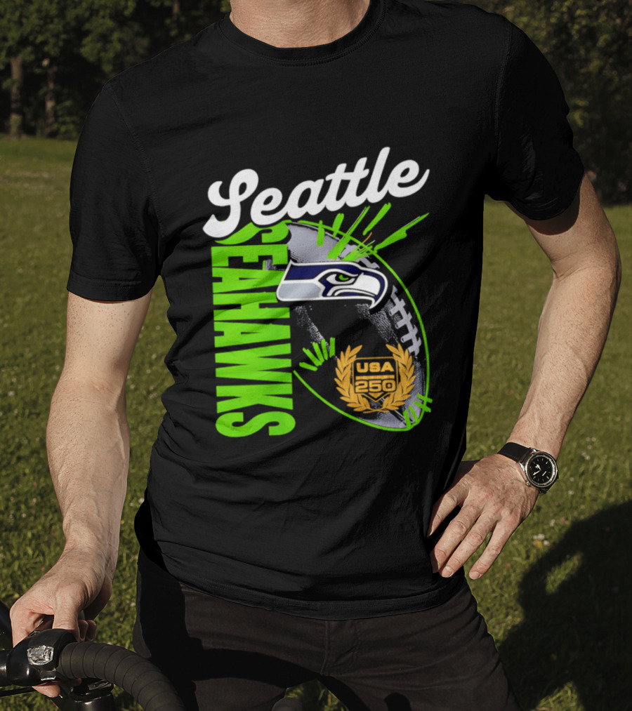 Seattle Seahawks USA 250 Gold Standard Football T-Shirt