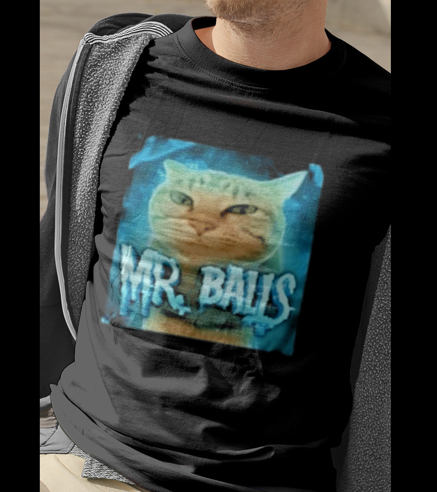 Mr Balls Cat Meme Funny Blue Glowing T-Shirt