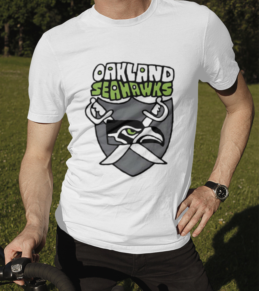 Oakland Seahawks Raiders Shield Crossed Swords T-Shirt