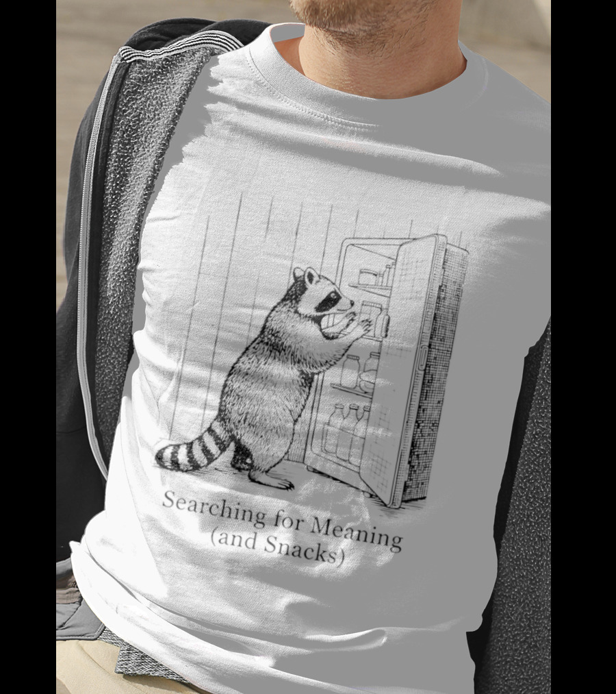 Raccoon Searching For Meaning And Snacks Humorous Wildlife T-Shirt