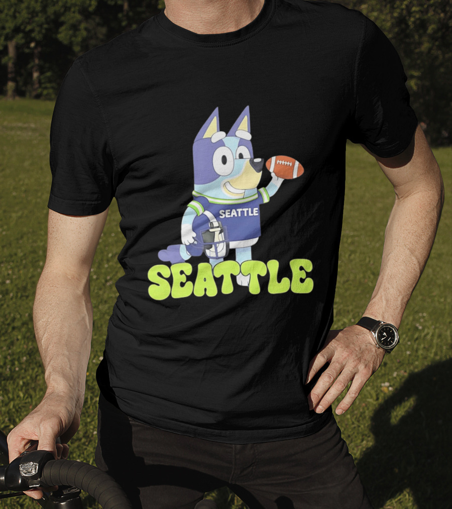 Bluey Seattle Football Cartoon 2026 Seahawks Fan Gear T-Shirt
