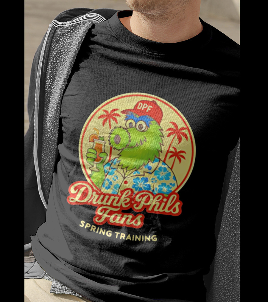 Drunk Phils Fans DPF Mascot Hawaiian Spring Training Palm Trees T-Shirt