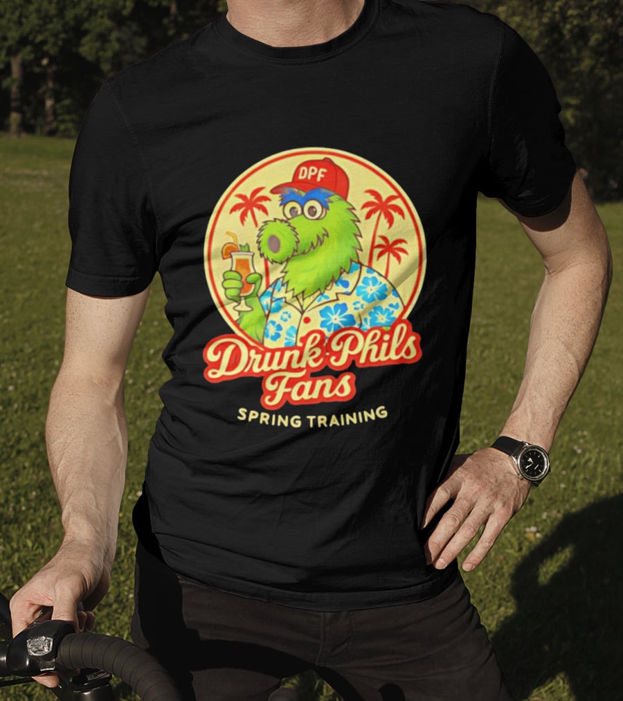 Drunk Phils Fans DPF Mascot Hawaiian Spring Training Palm Trees T-Shirt