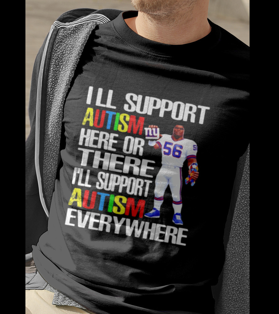 New York Giants Support Autism Everywhere With Football Player T-Shirt