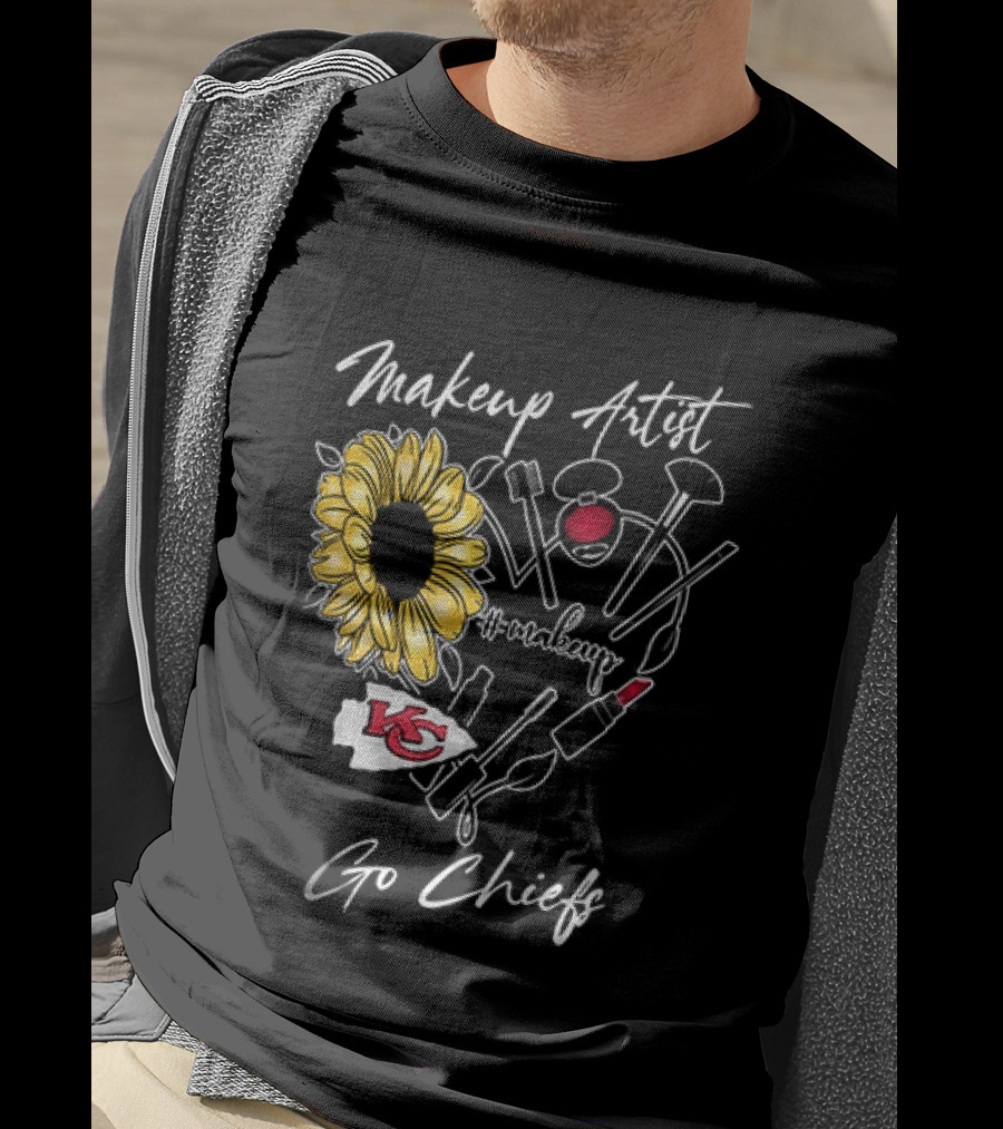Kansas City Chiefs Makeup Artist Go Chiefs Sunflower Heart T-Shirt