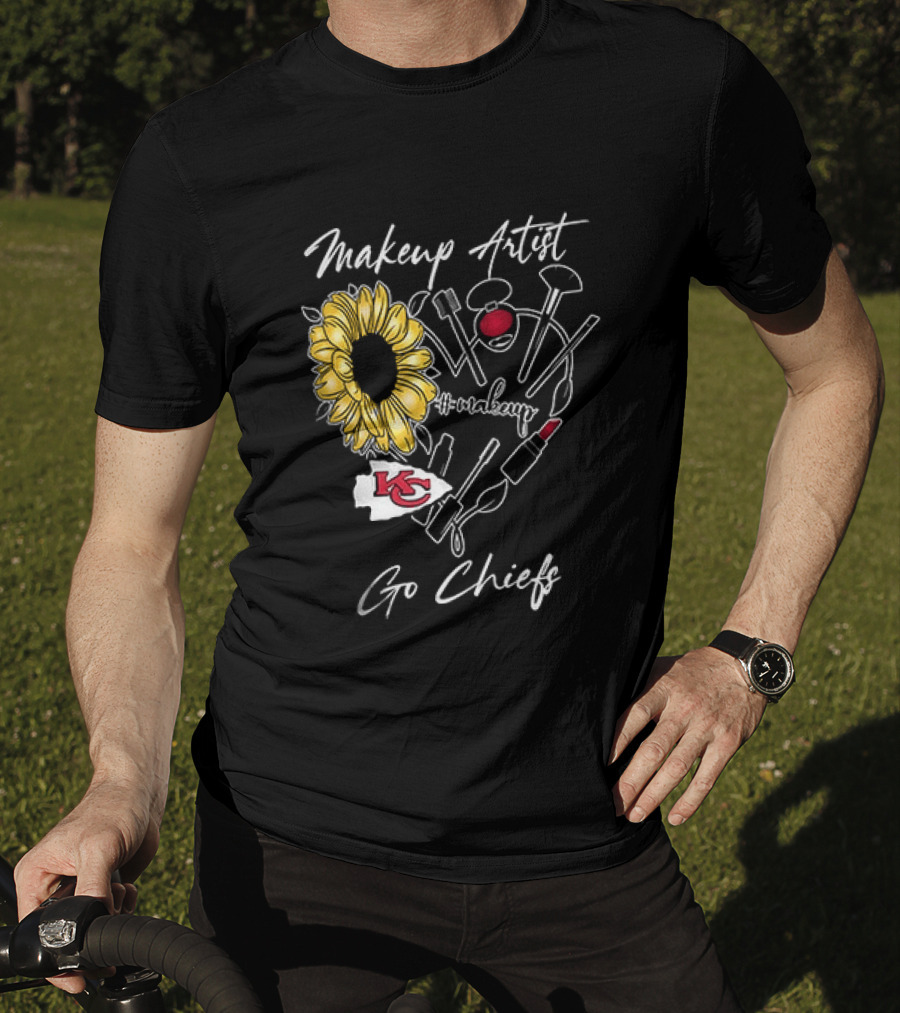 Kansas City Chiefs Makeup Artist Go Chiefs Sunflower Heart T-Shirt