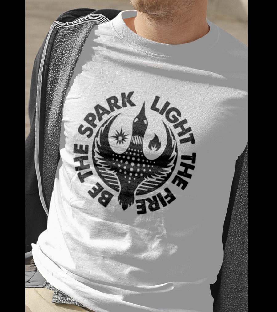 Be The Spark Light The Fire Phoenix Stars And Flames Crest T-Shirt