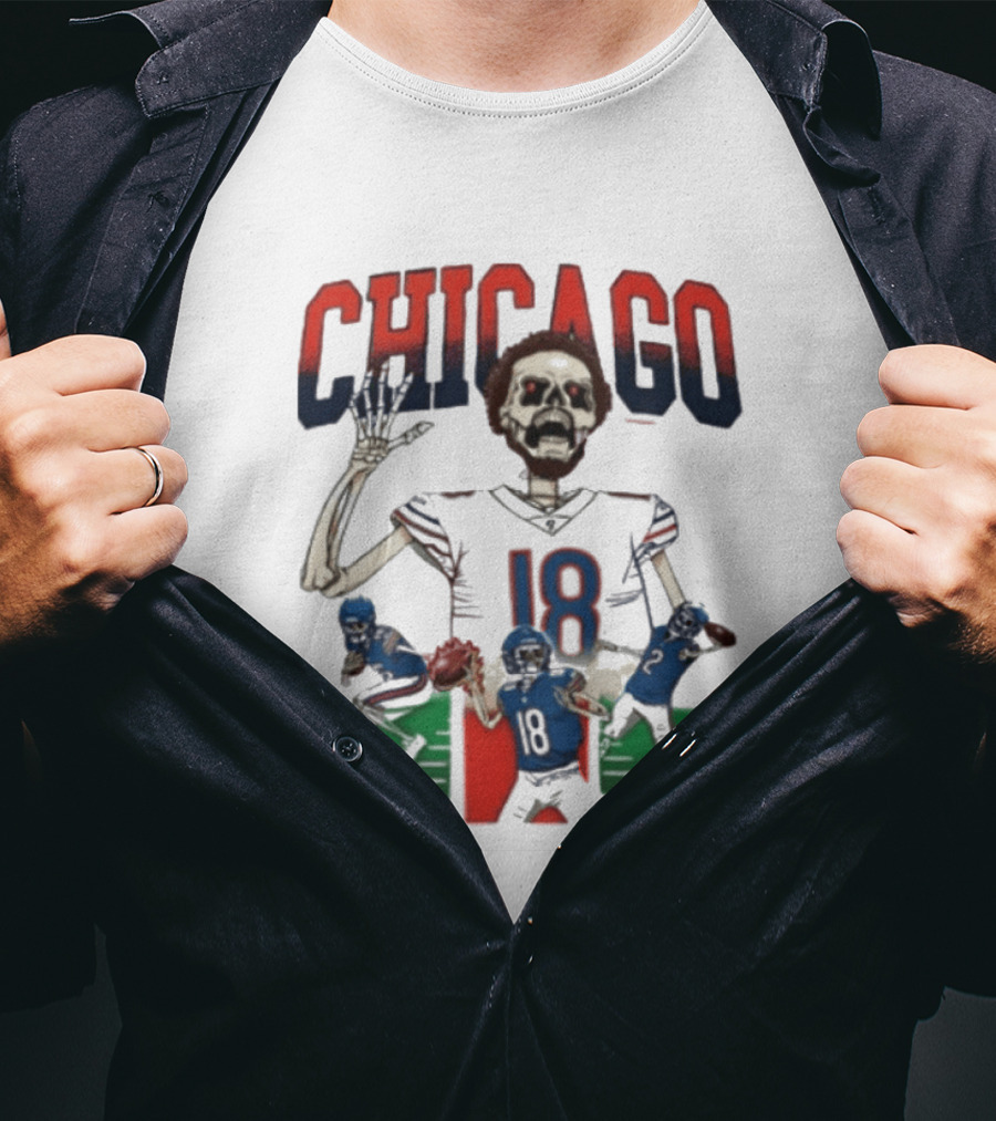 Chicago Bears Skeleton 18 Football Drew Thorpe T-Shirt