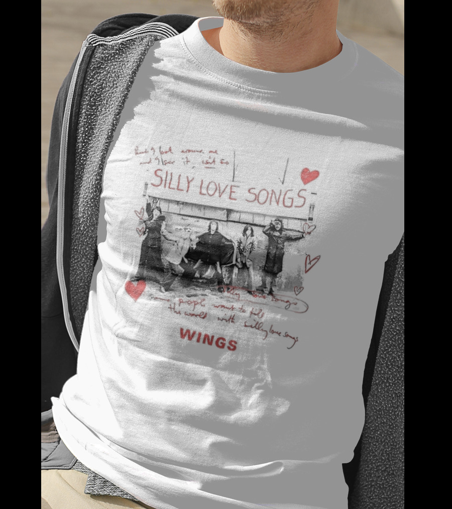 Silly Love Songs Wings Red Heart Music Band T-Shirt