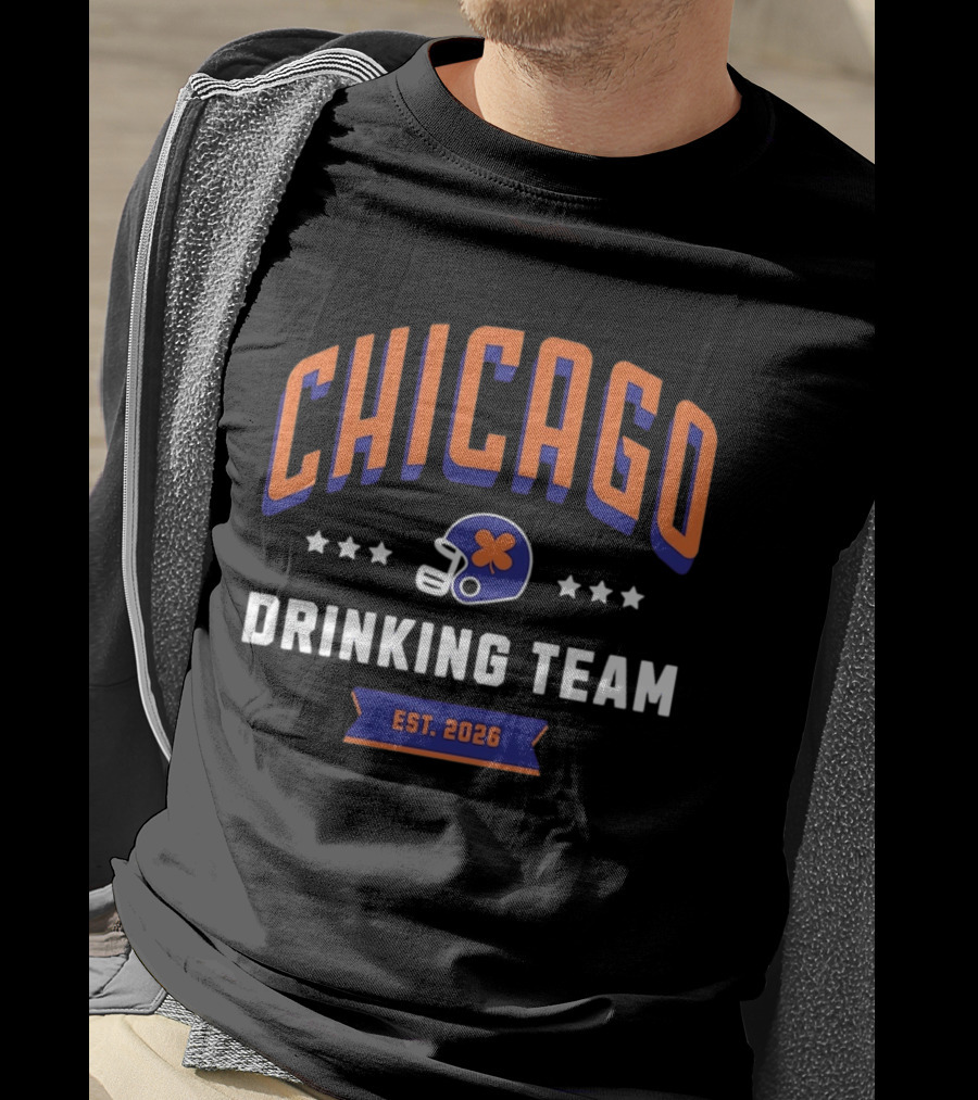 Chicago Drinking Team St Patrick's Day Helmet Est 2026 T-Shirt