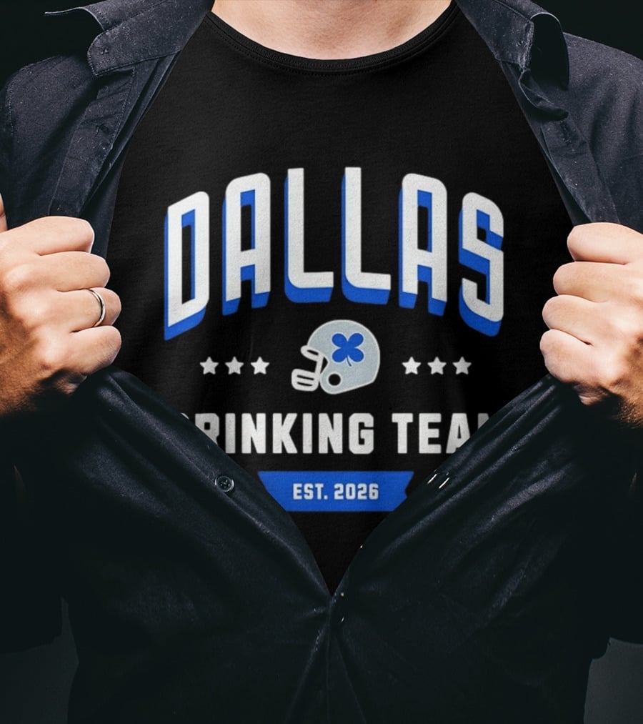 Dallas Cowboys Drinking Team St Patrick's Day Est 2026 Football Helmet Shamrock T-Shirt