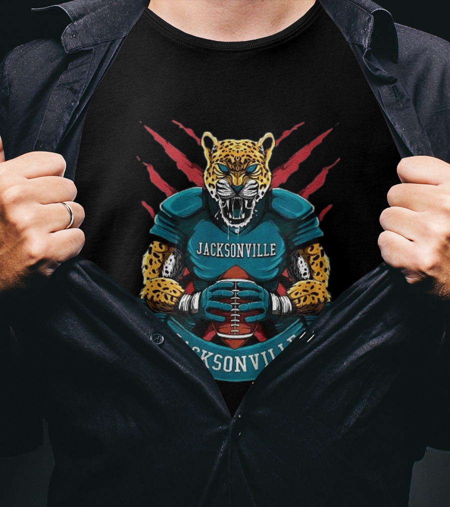 Jacksonville Jaguars Fierce Jaguar Football Defensive Beast T-Shirt