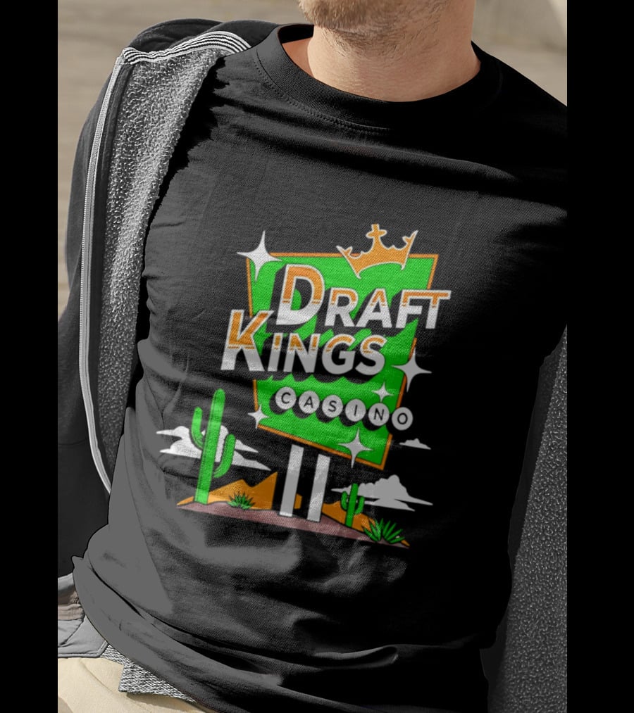 DraftKings Casino Neon Cactus Desert Scene T-Shirt