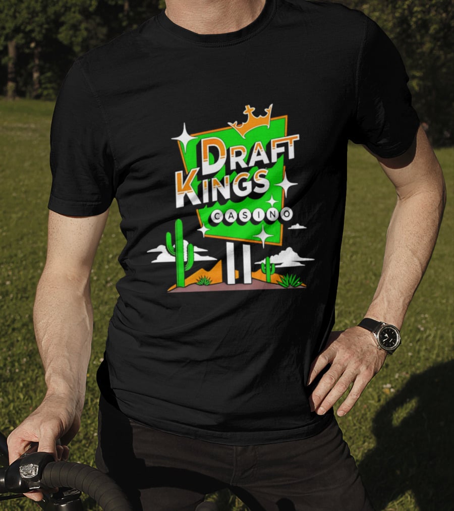 DraftKings Casino Neon Cactus Desert Scene T-Shirt