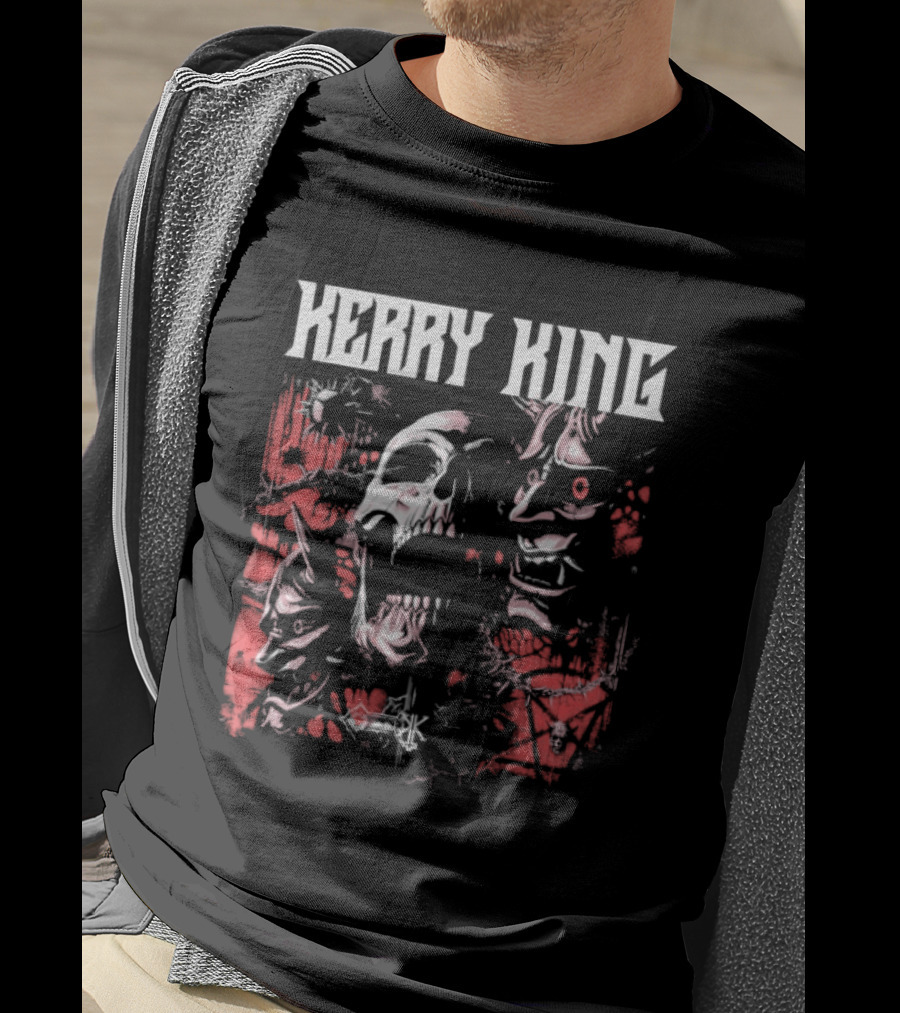 Kerry King Hell Echo Distorted Faces Red White T-Shirt