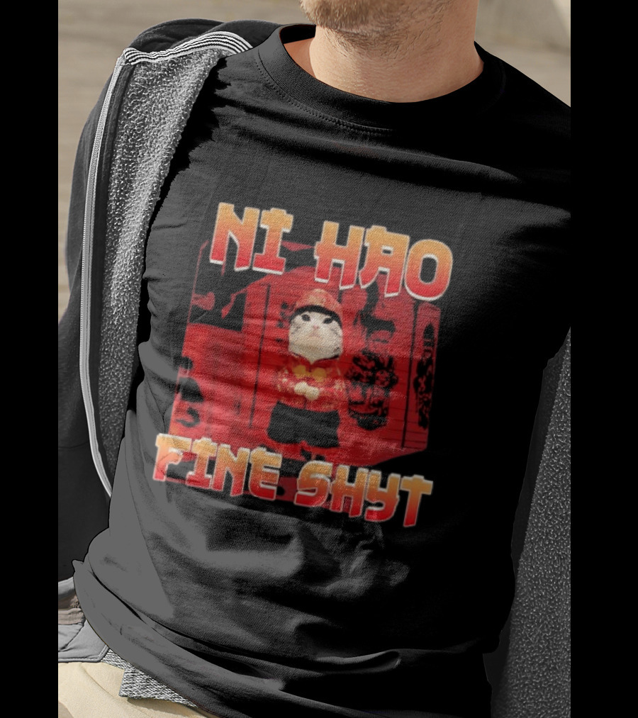 Ni Hao Fine Shyt Funny Cat Lanterns T-Shirt