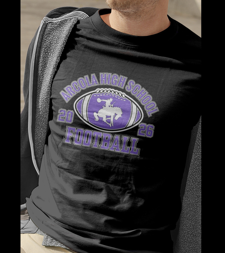Arcola High School Football 2026 Purple Football T-Shirt