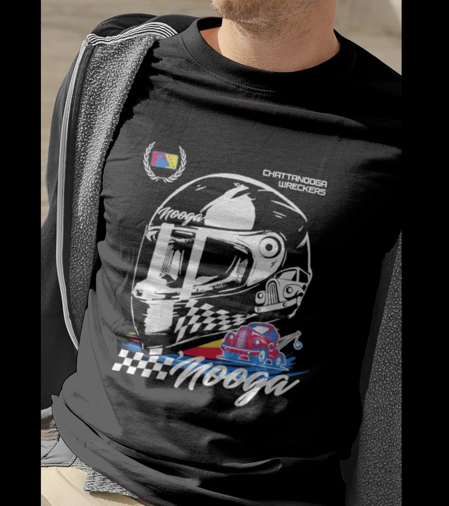 Chattanooga Lookouts L'Mooga Racing Helmet Classic Car Sketch T-Shirt