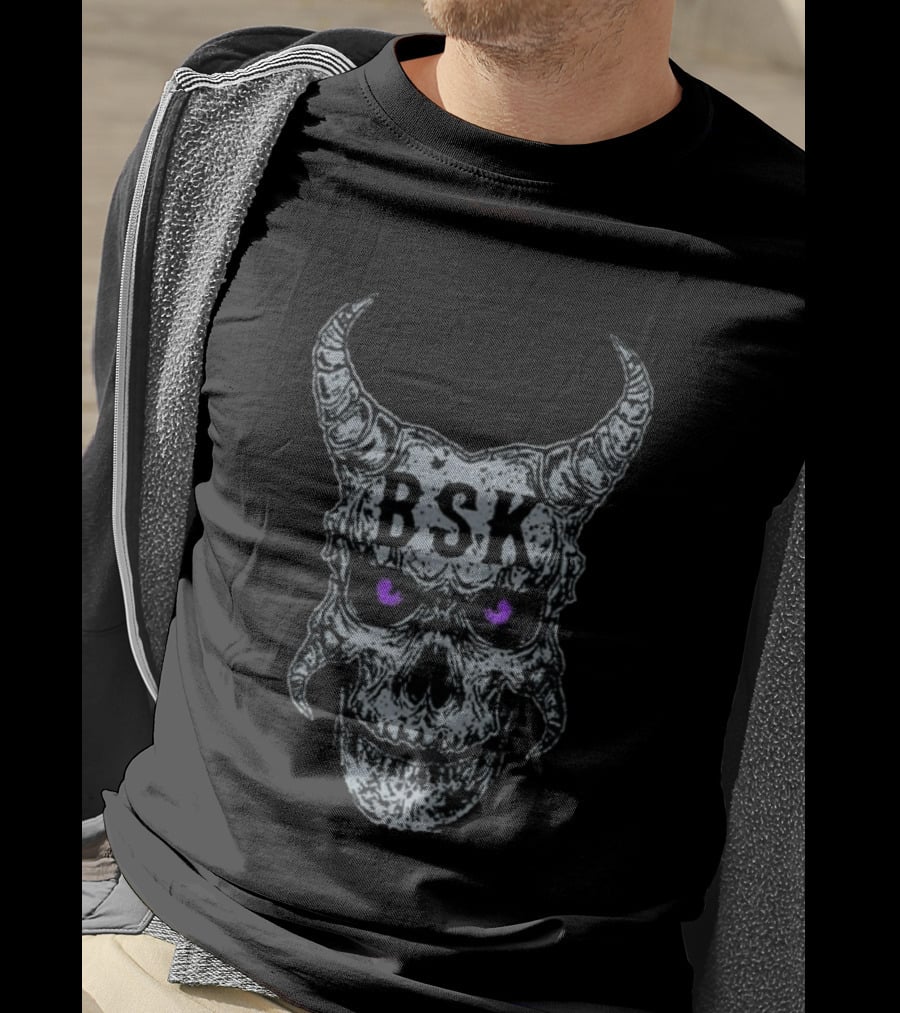 Mark Calaway The Undertaker BSK Skull Horns Purple Eyes T-Shirt