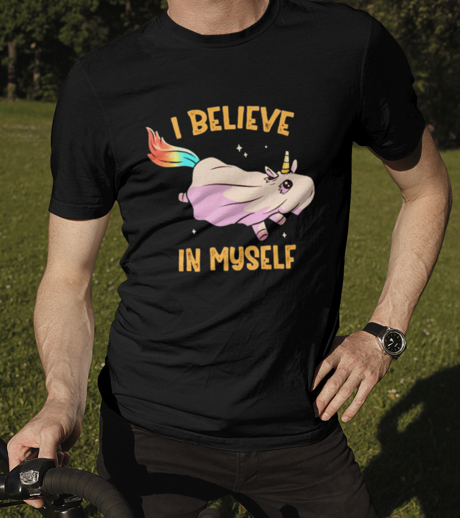 Unicorn I Believe In Myself Floating Rainbow Mane Kawaii T-Shirt