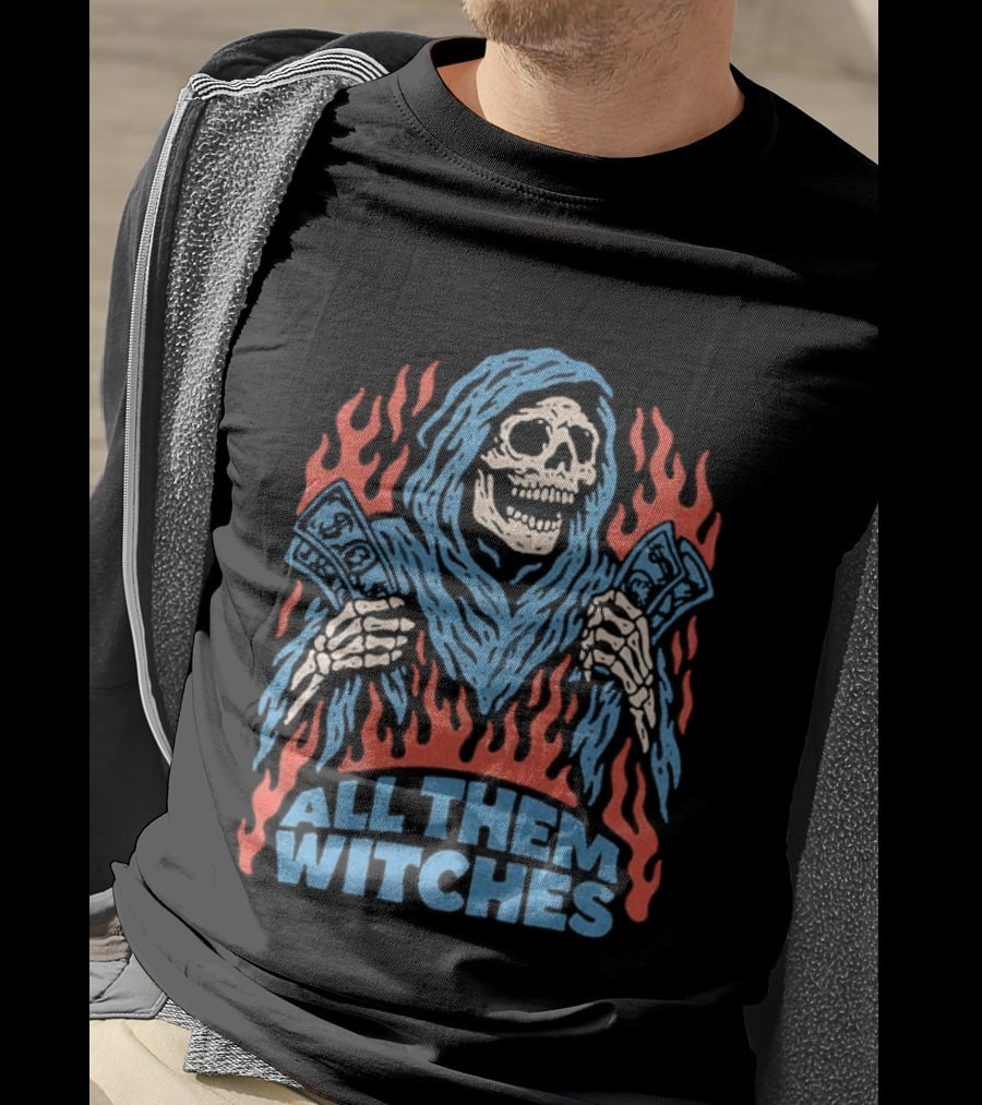 All Them Witches Skeleton Hooded Figure Fiery 2026 T-Shirt