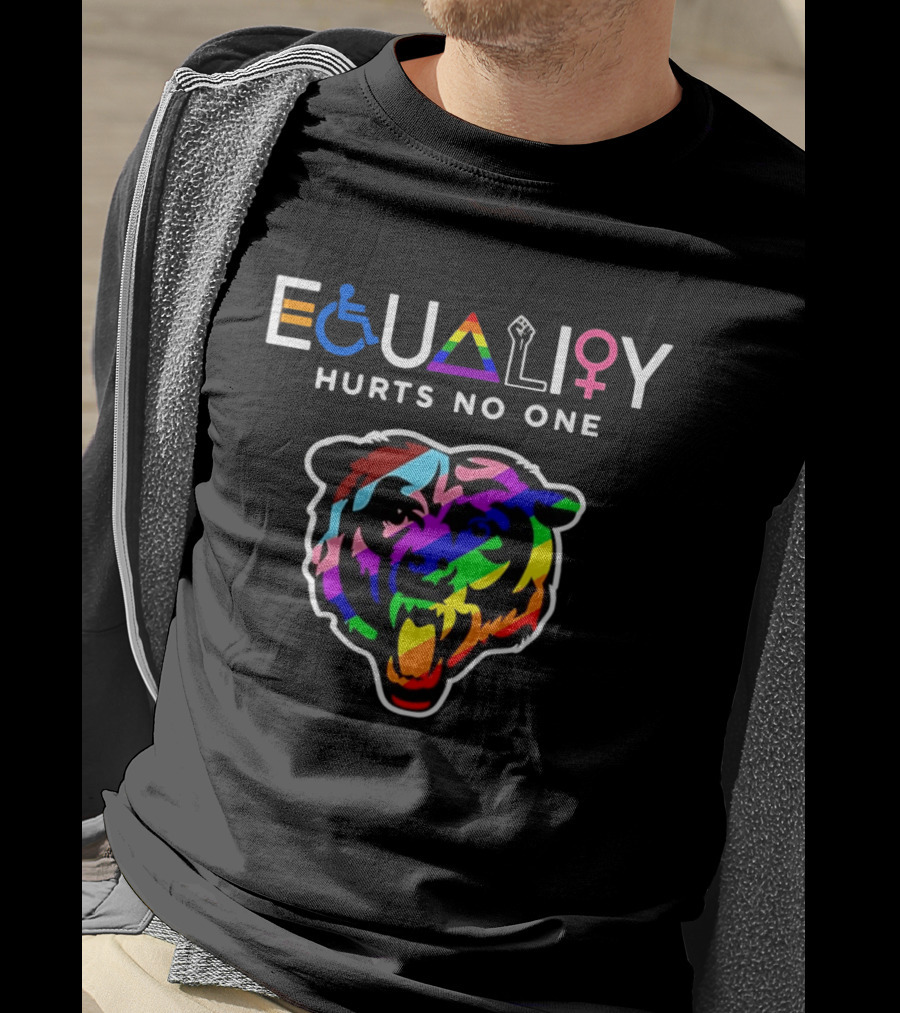 Chicago Bears Equality Hurts No One Rainbow Bear Diversity T-Shirt