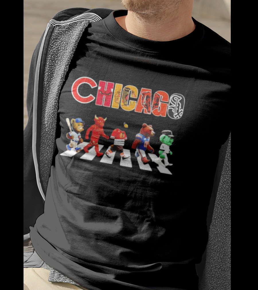 Chicago Bulls Blackhawks Bears White Sox Cubs Abbey Road Streetxty T-Shirt
