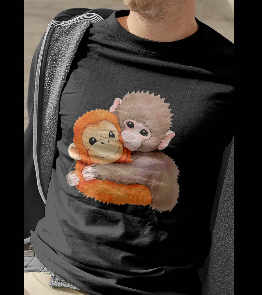 Baby Monkey Named Punch Hugging Meme Cute Animal Friendship T-Shirt