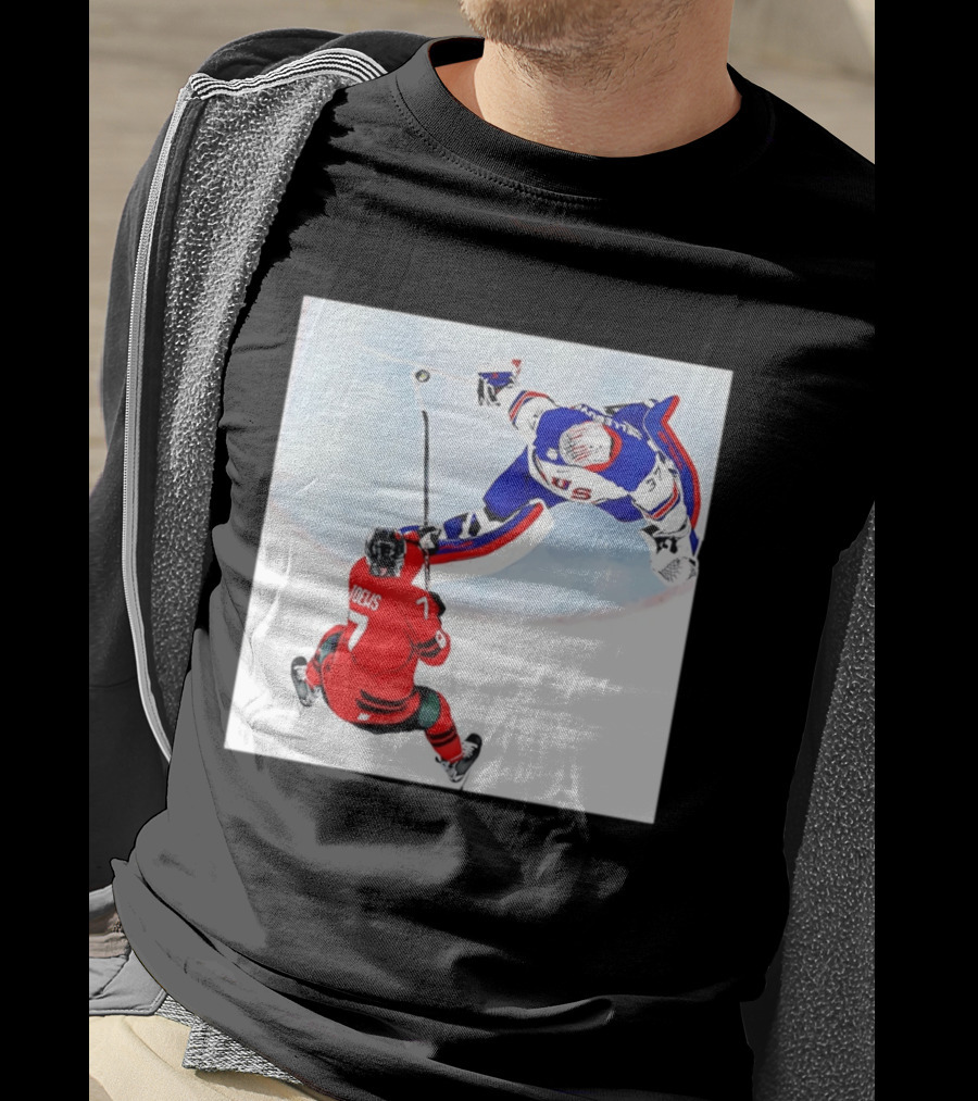 Connor Hellebuyck USA Goalie Save Hockey Match T-Shirt
