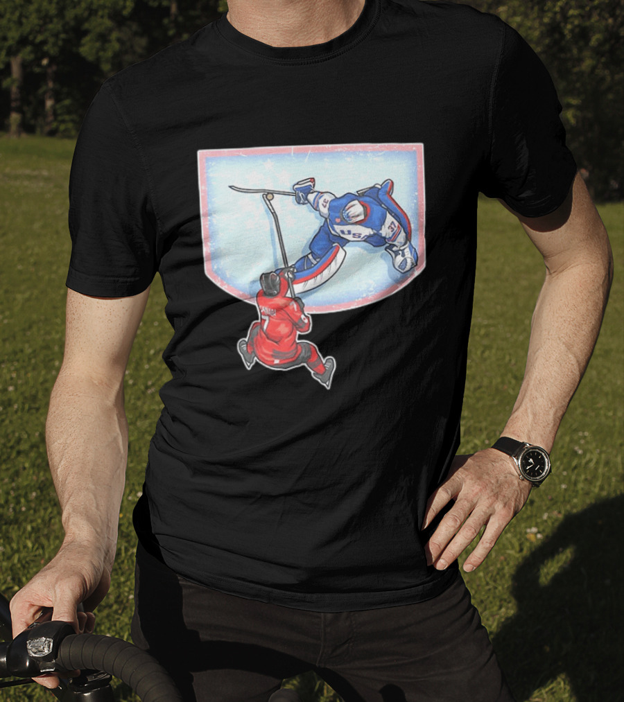 Connor Hellebuyck 2026 Winter Olympics USA Hockey Goalie Save Event T-Shirt