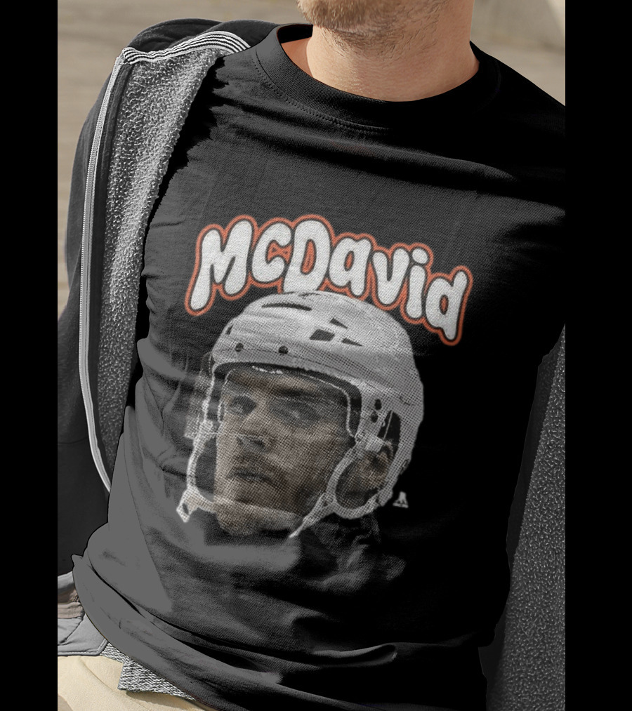 Connor McDavid Edmonton Oilers Hockey Big Face Bold Text NHL Fan T-Shirt