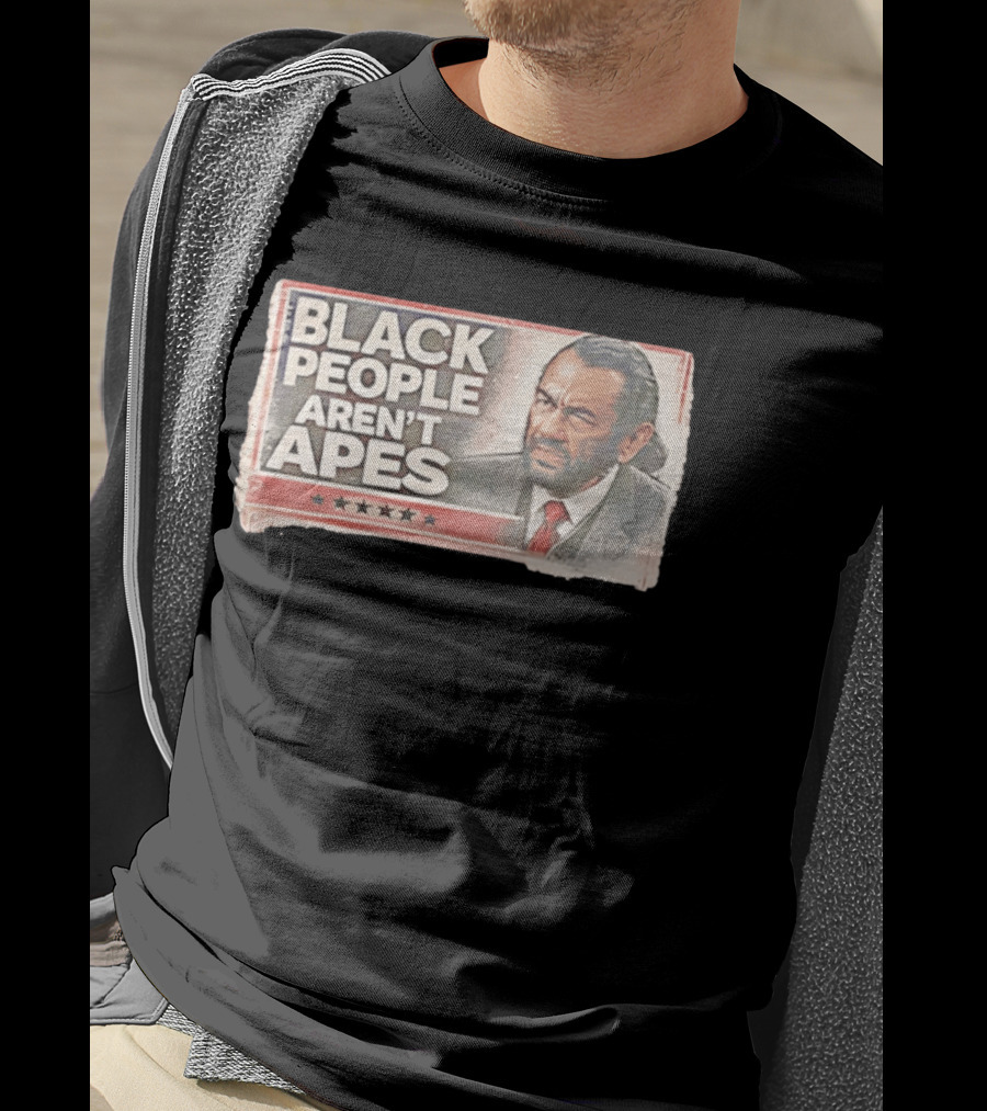 BLACK PEOPLE AREN'T APES Image Of Man In Suit And Tie With Stars T-Shirt