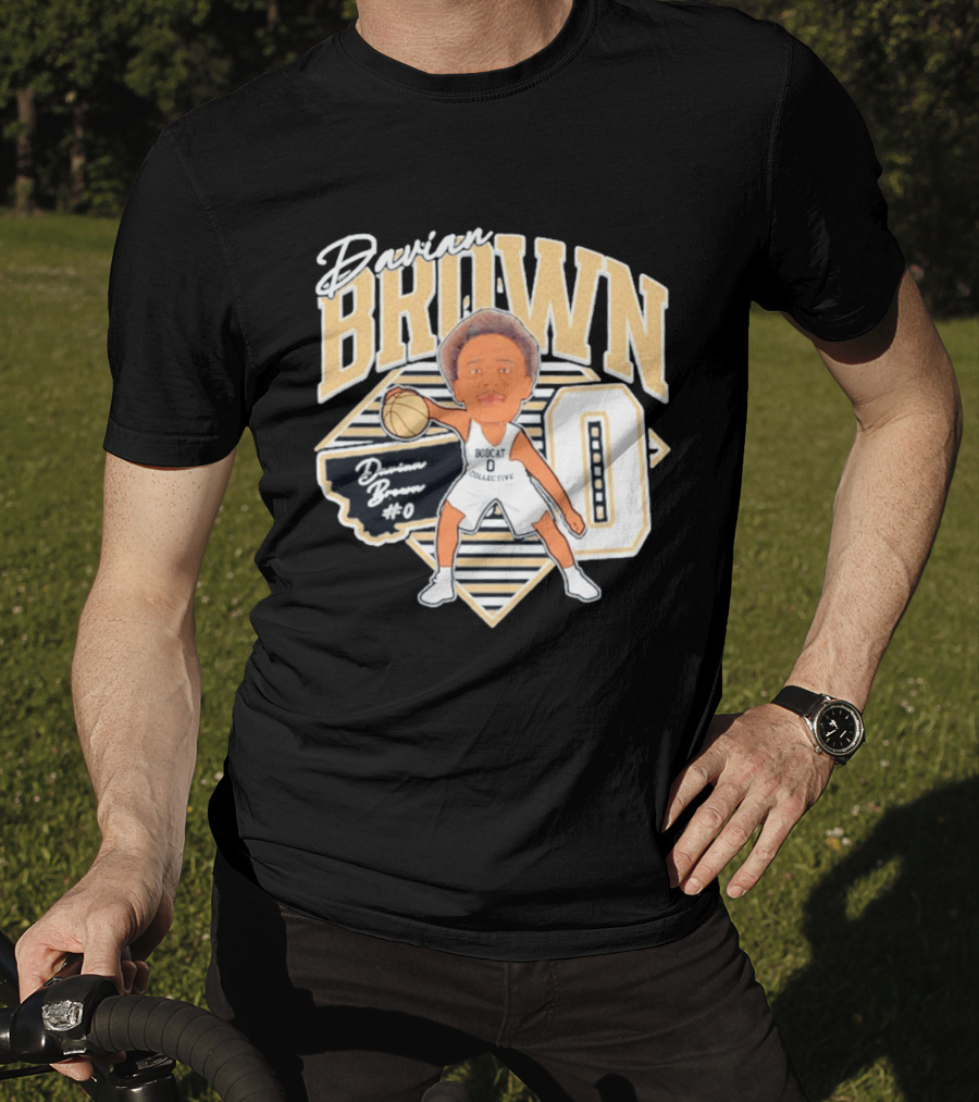 Davian Brown Bobcat Collective #0 Caricature Montana State T-Shirt