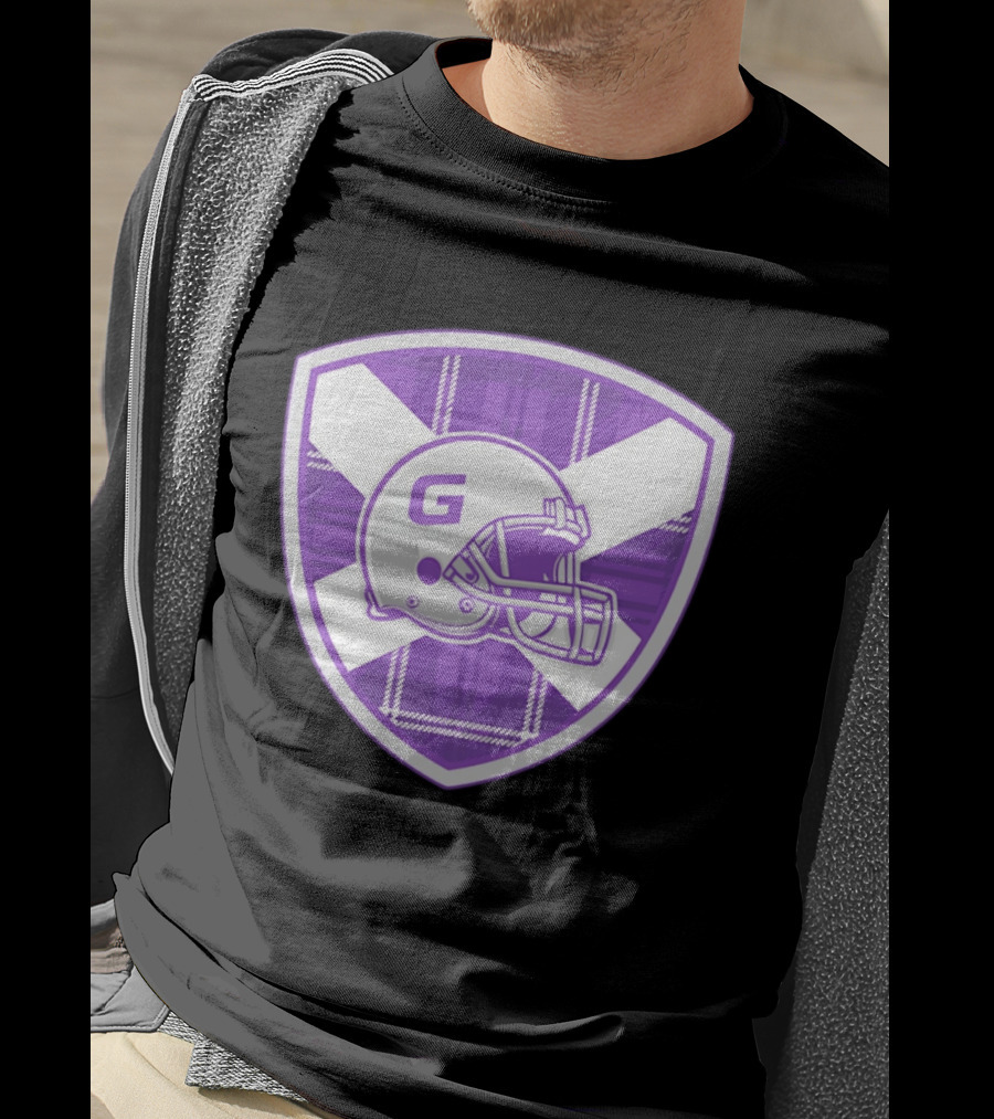 Glasgow Tartan Football Helmet Badge With St. Andrew's Cross T-Shirt