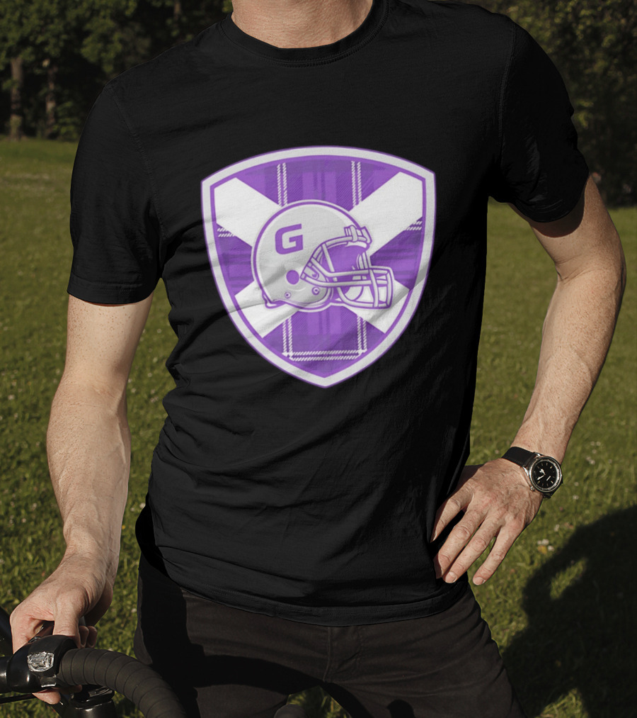 Glasgow Tartan Football Helmet Badge With St. Andrew's Cross T-Shirt