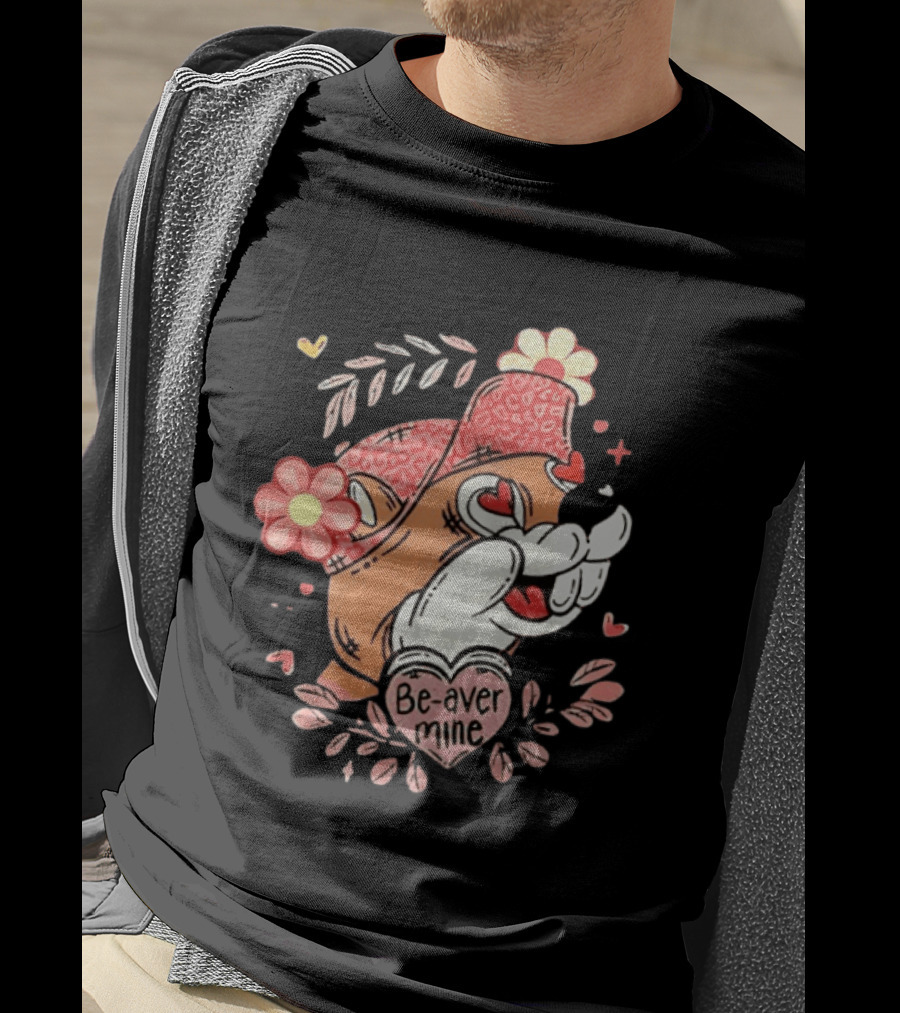Buc Ee's Beaver Be Mine Valentine's Day Flowers Hearts T-Shirt