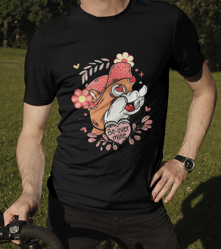 Buc Ee's Beaver Be Mine Valentine's Day Flowers Hearts T-Shirt