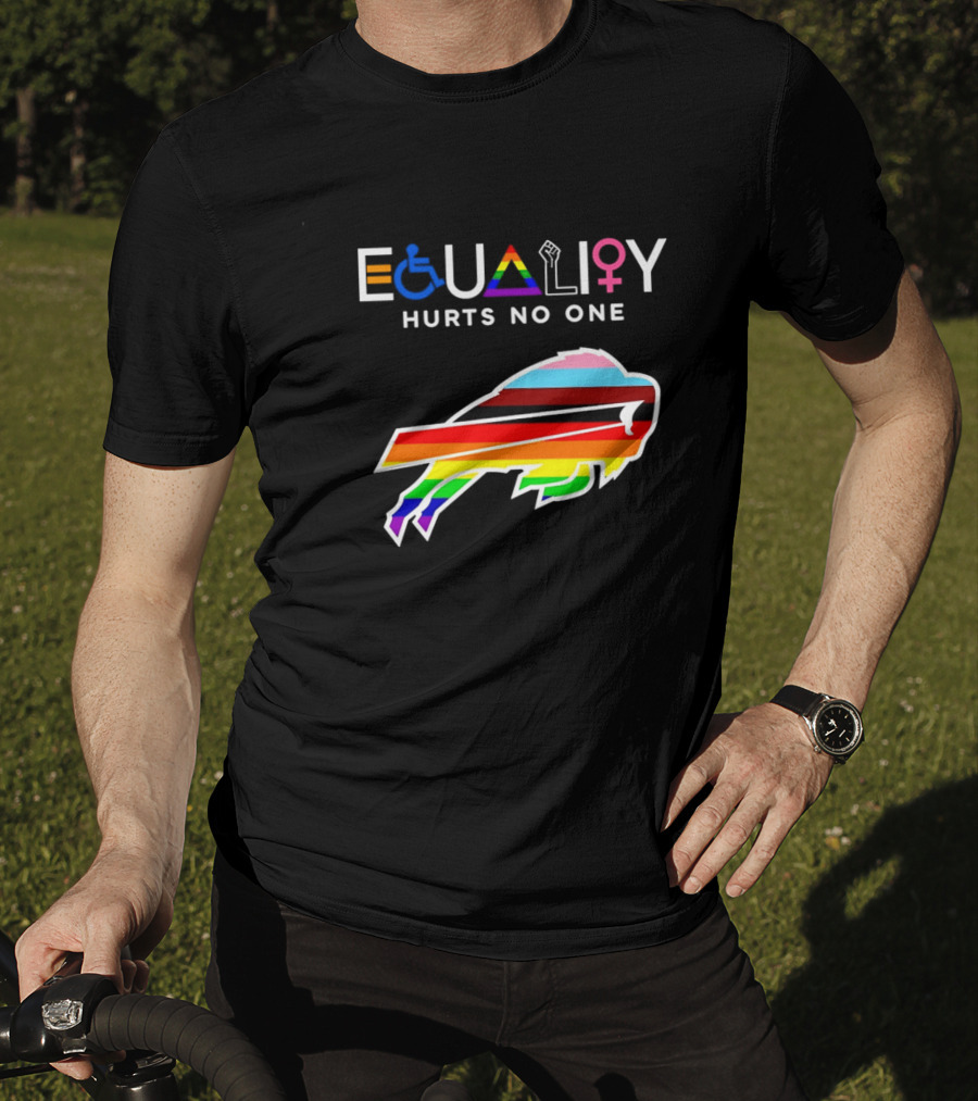 Buffalo Bills Equality Hurts No One Inclusivity Symbol With Rainbow Pride T-Shirt