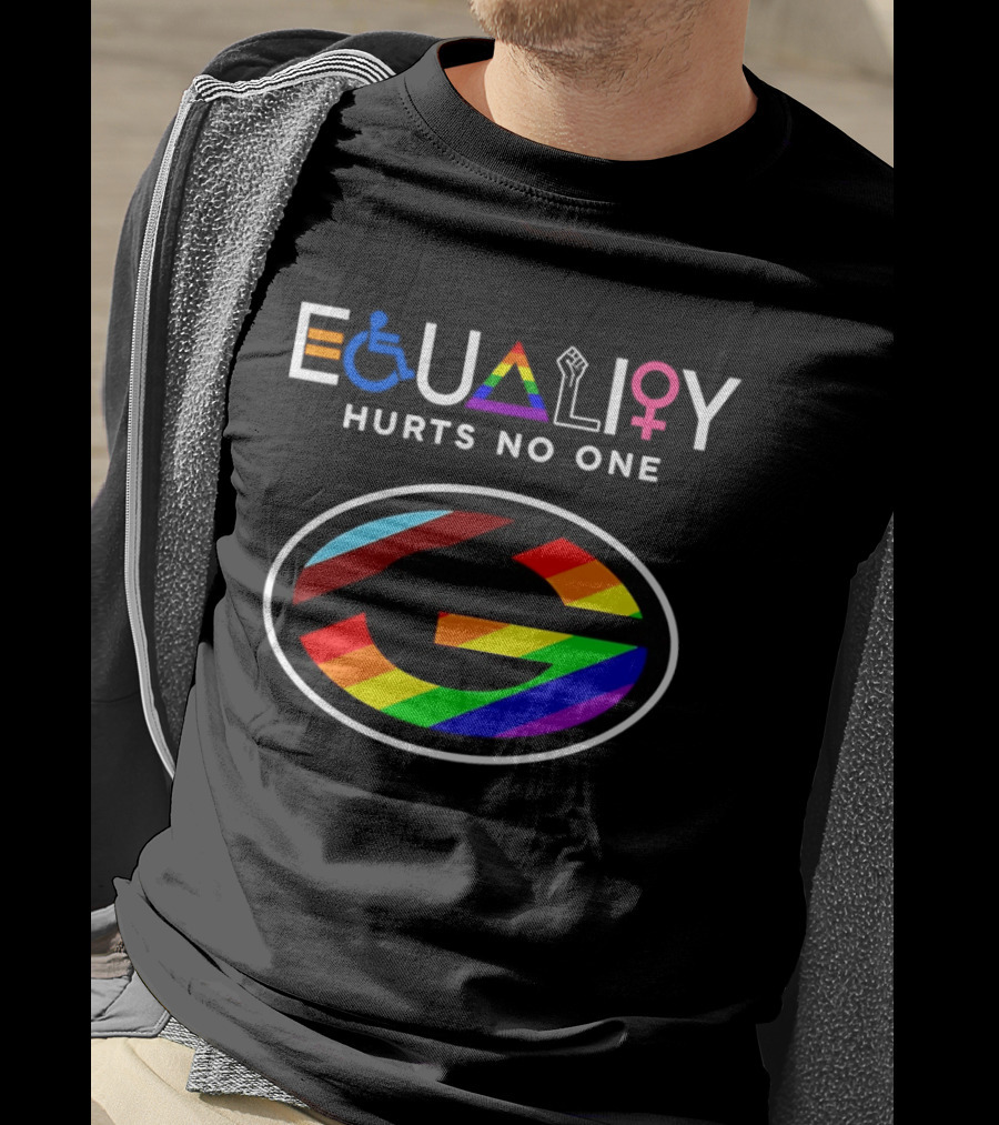 EQUALITY HURTS NO ONE Green Bay Packers Rainbow T-Shirt