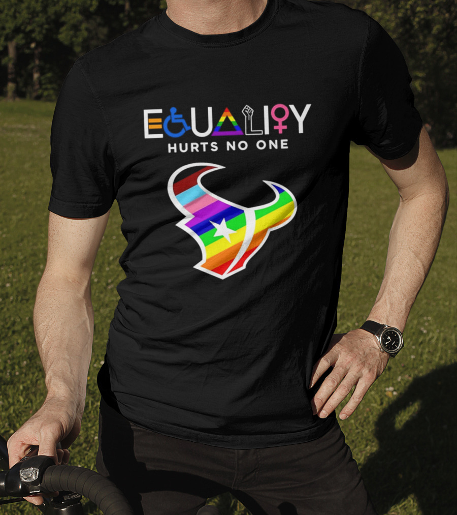 Houston Texans Equality Rainbow Logo Hurts No One T-Shirt