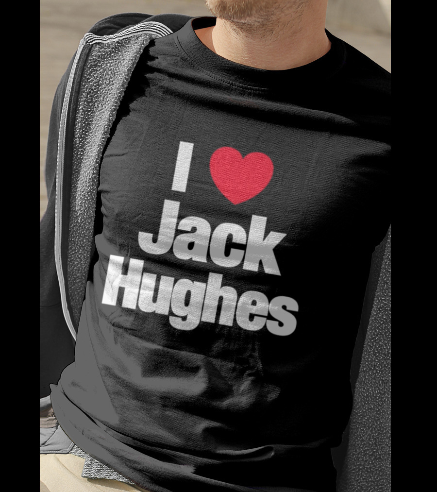 I Love Jack Hughes New Jersey Devils Heart Fan T-Shirt