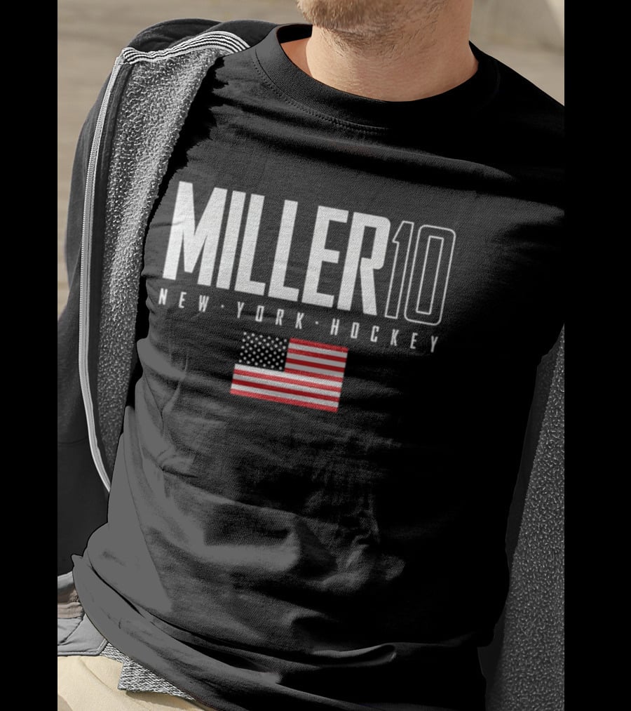Miller 10 New York Hockey USA Flag T-Shirt