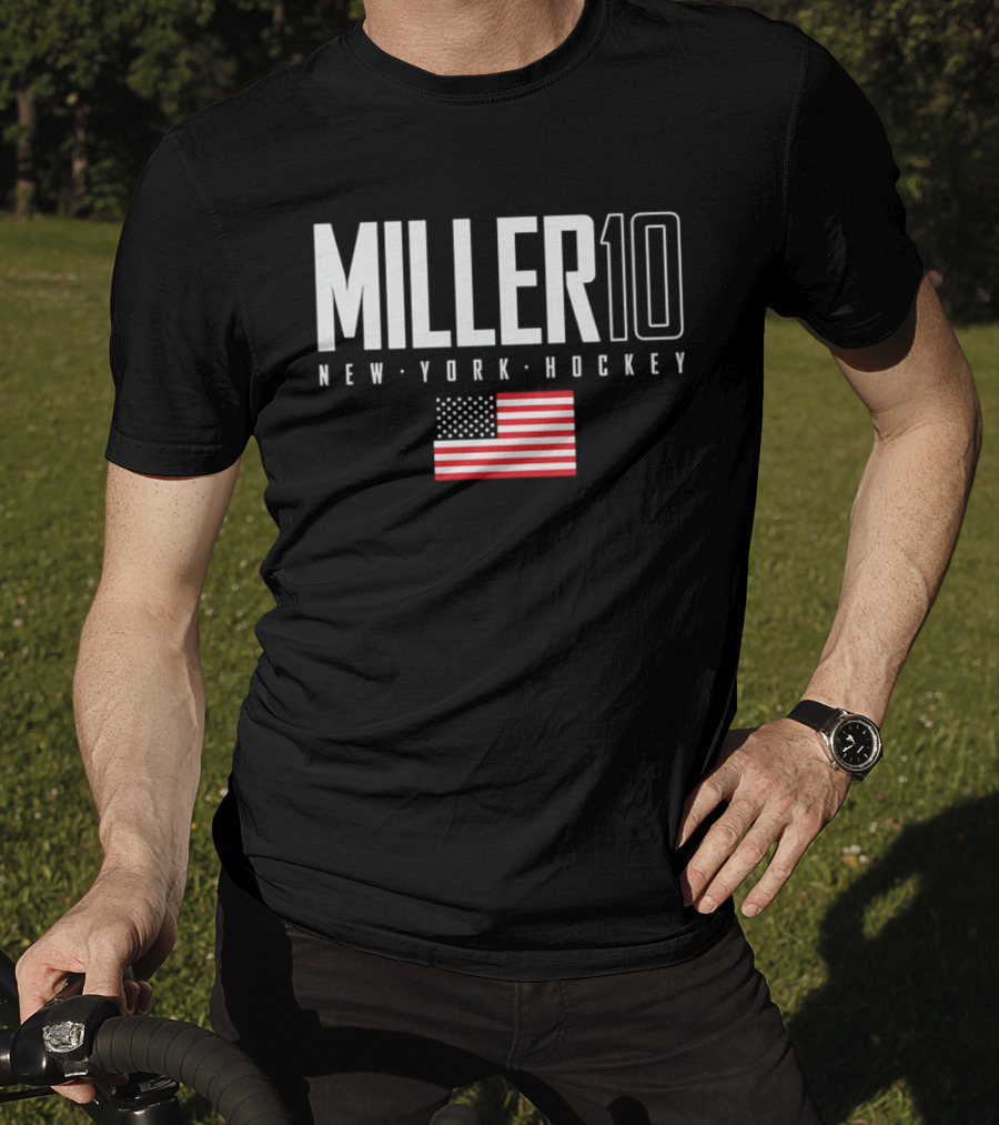 Miller 10 New York Hockey USA Flag T-Shirt