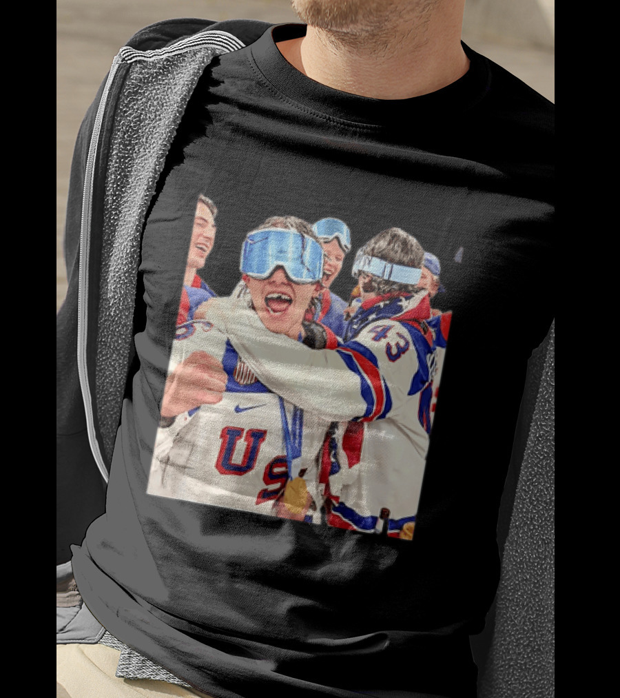 USA Hockey Gold Medal Celebration Jack Hughes Team USA 2026 T-Shirt