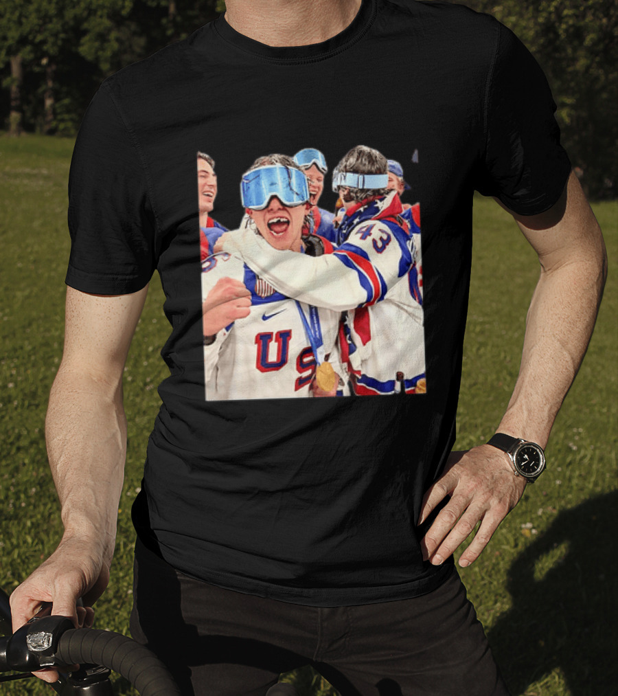 USA Hockey Gold Medal Celebration Jack Hughes Team USA 2026 T-Shirt
