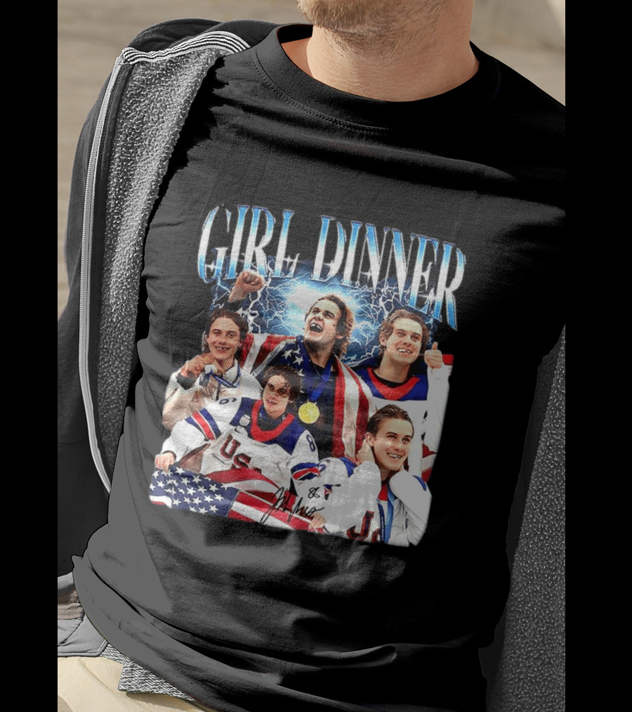 Girl Dinner Jack Hughes USA Hockey Team Celebration T-Shirt