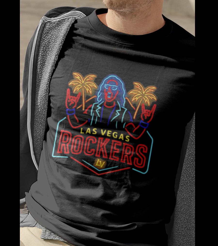 Las Vegas Rockers Neon Palm Trees Rockstar T-Shirt