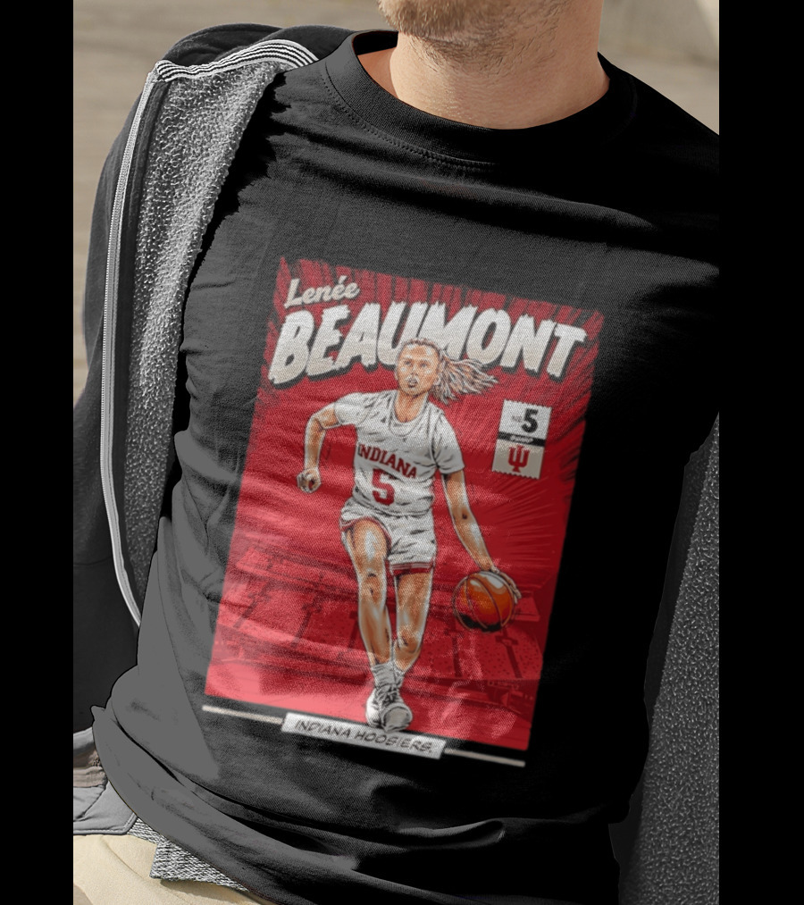 Lenée Beaumont Indiana Hoosiers No 5 Comic Basketball Athlete T-Shirt